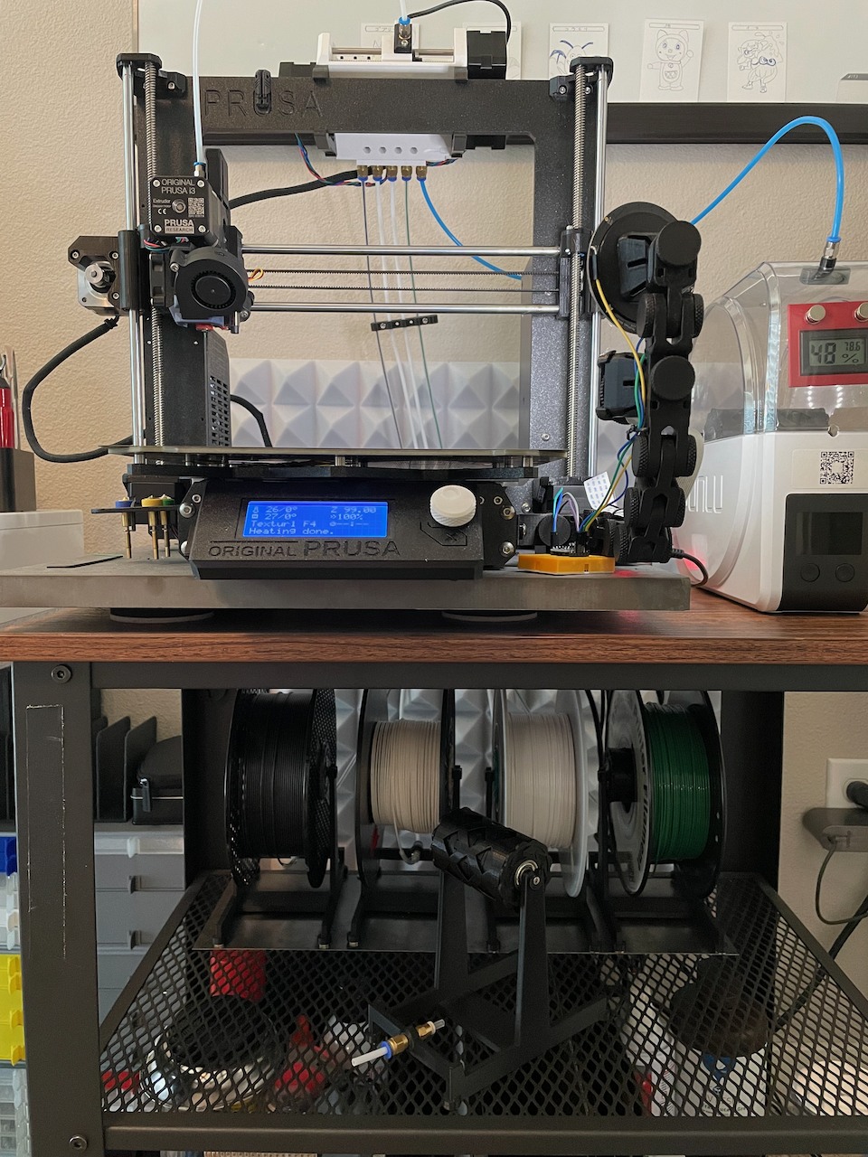 Auto Rewind Spool Holder Stand with Magnet/Rubber Foot Base