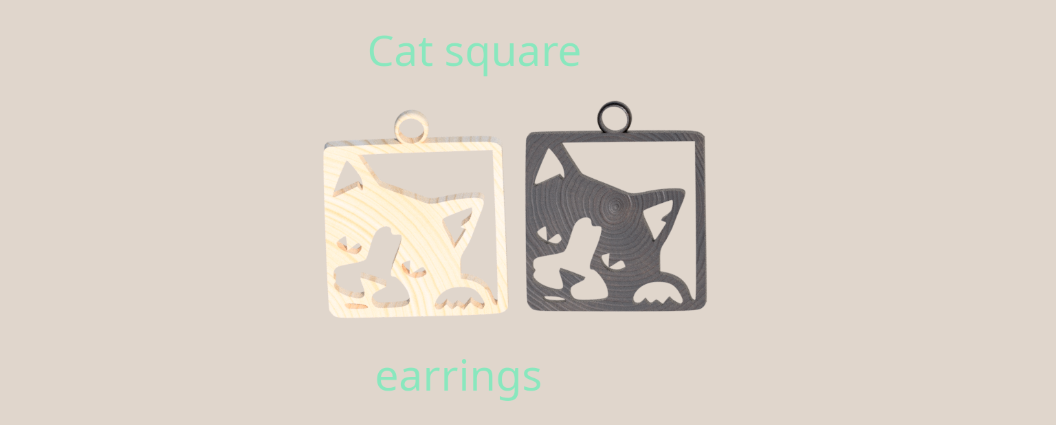 Cat square earring