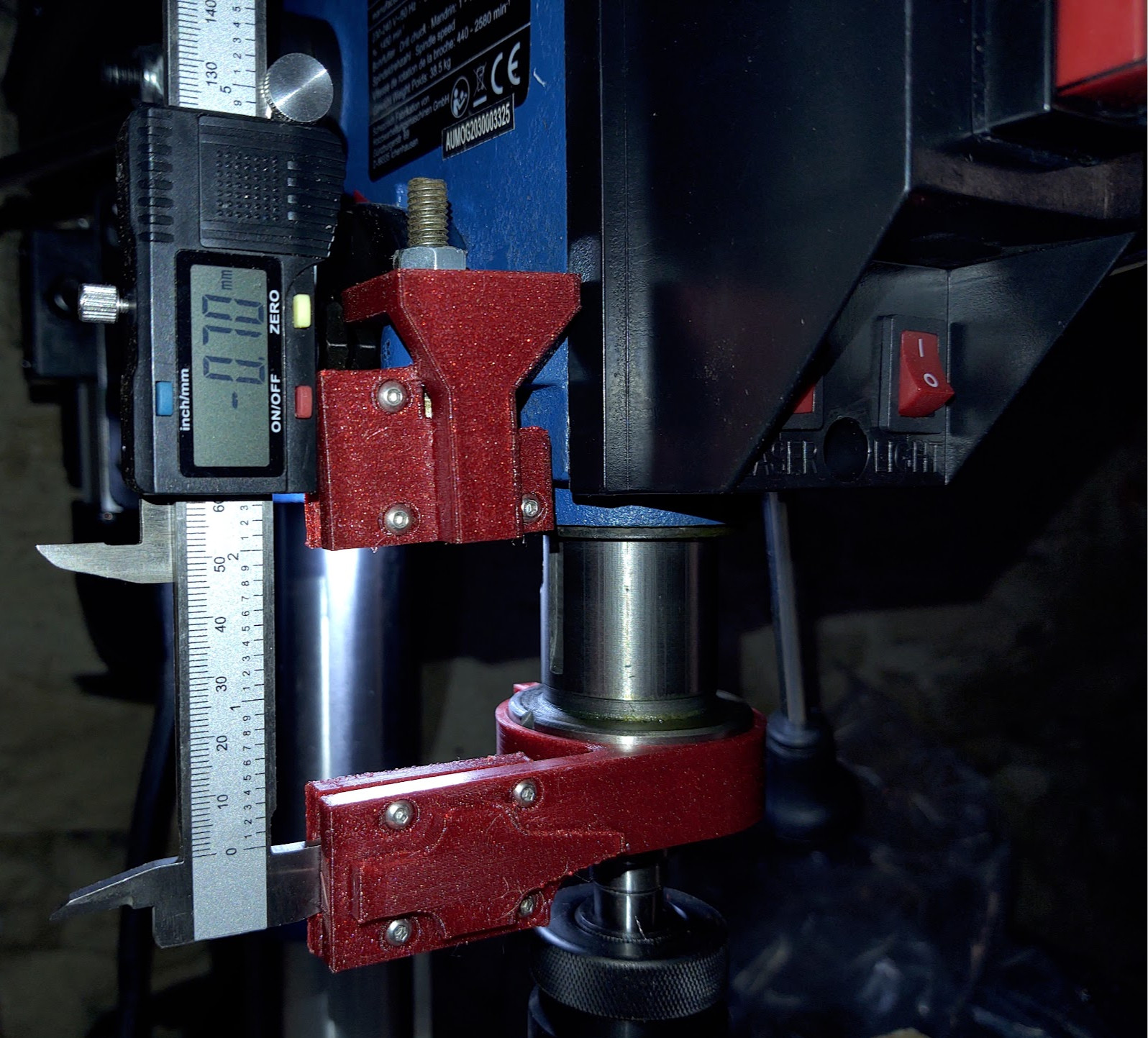 Caliper DRO mount for Scheppach DP18 drill press