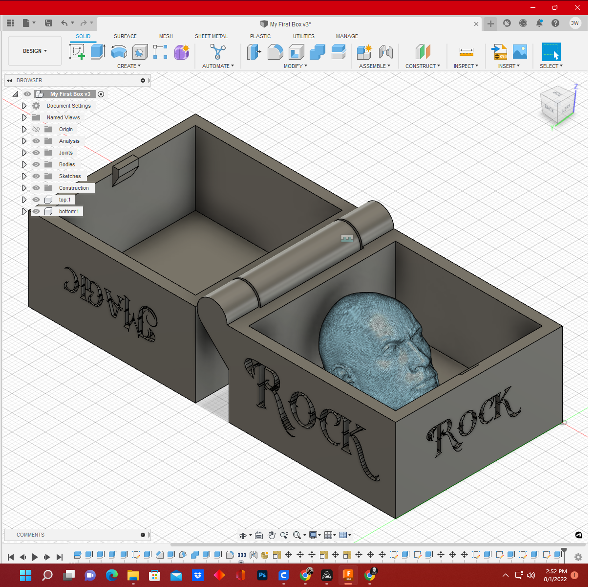 Print in Place Rock Box. or Rock in the Box.