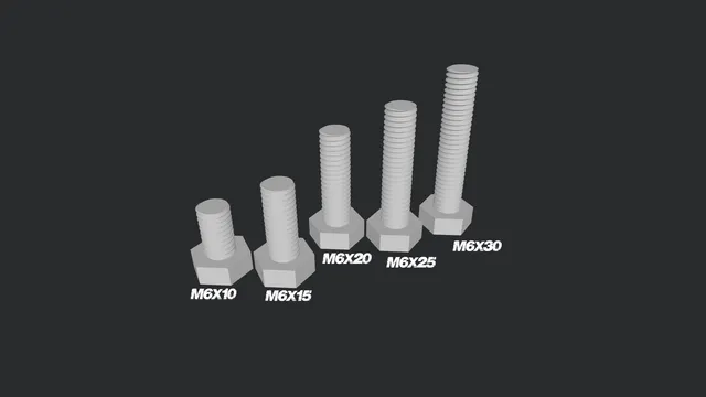 M6 hex screw and nut (M6x10, M6x15, M6x20, M6x25, M6x30)