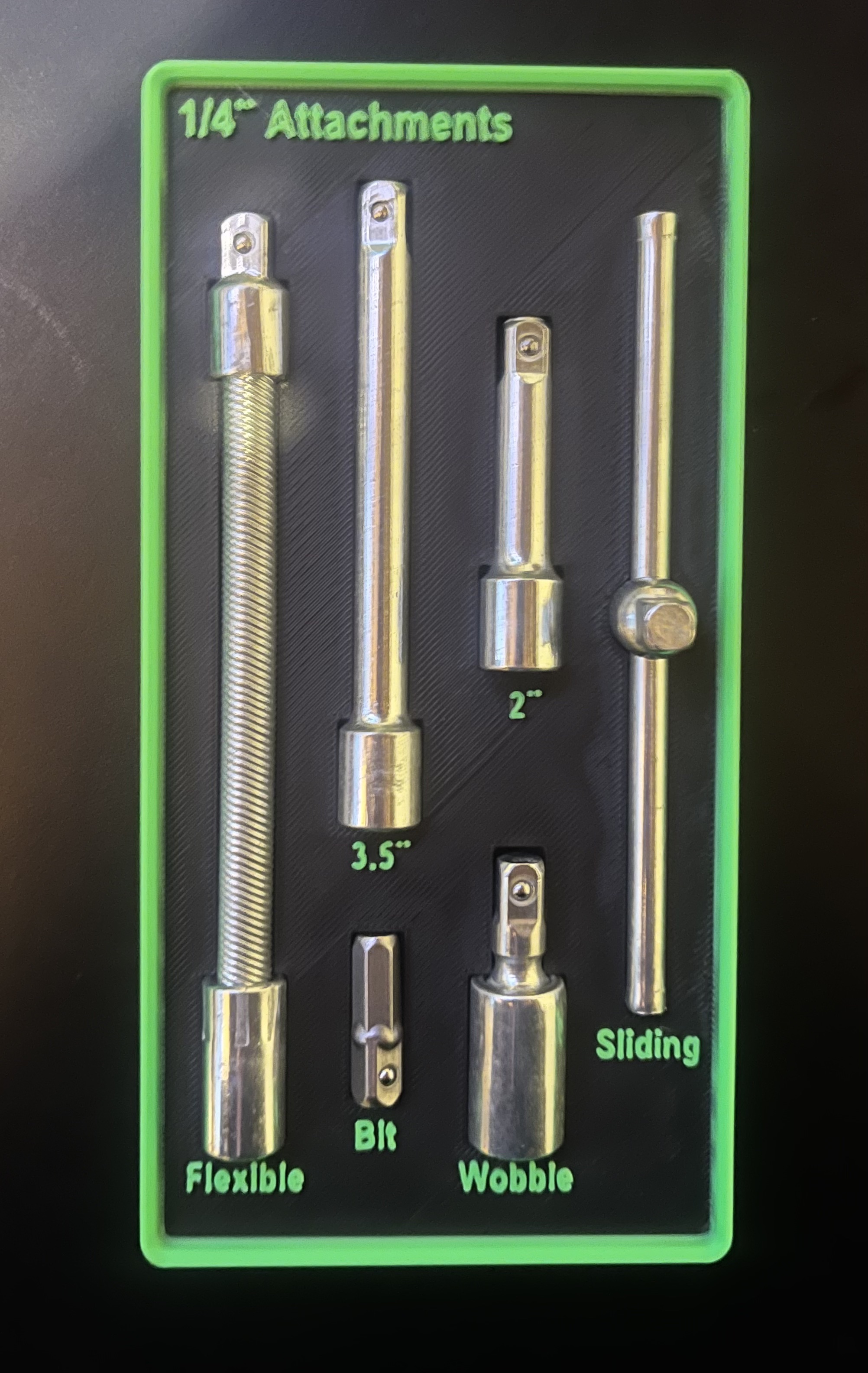 Gridfinity 1/4" Socket Attachments Holder (6-Piece)