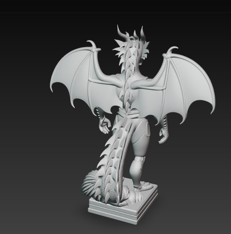 humanoid dragon statue — miniatura 3