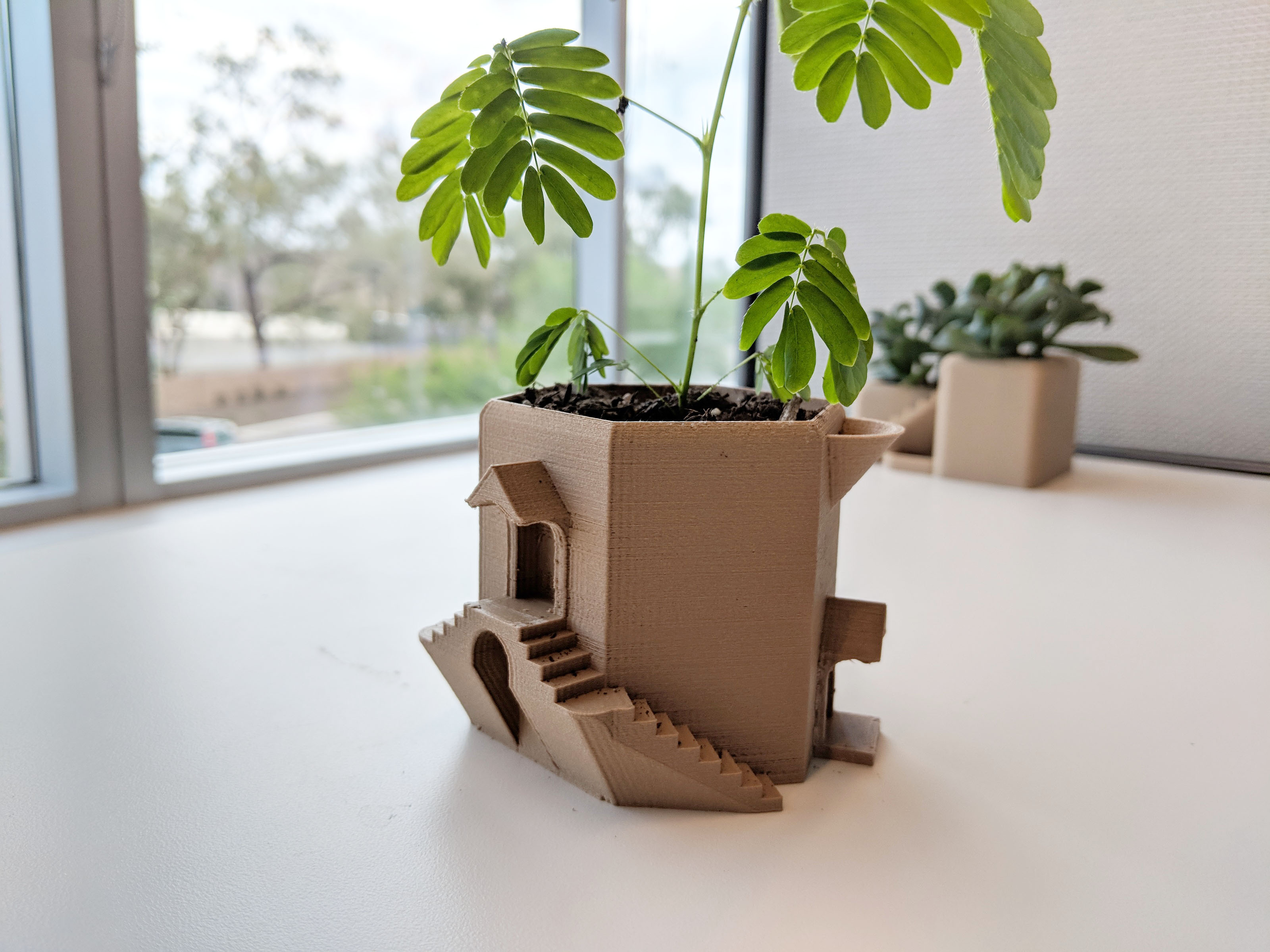 Tower Villa Water Tank Planter Pot 3D model thumbnail