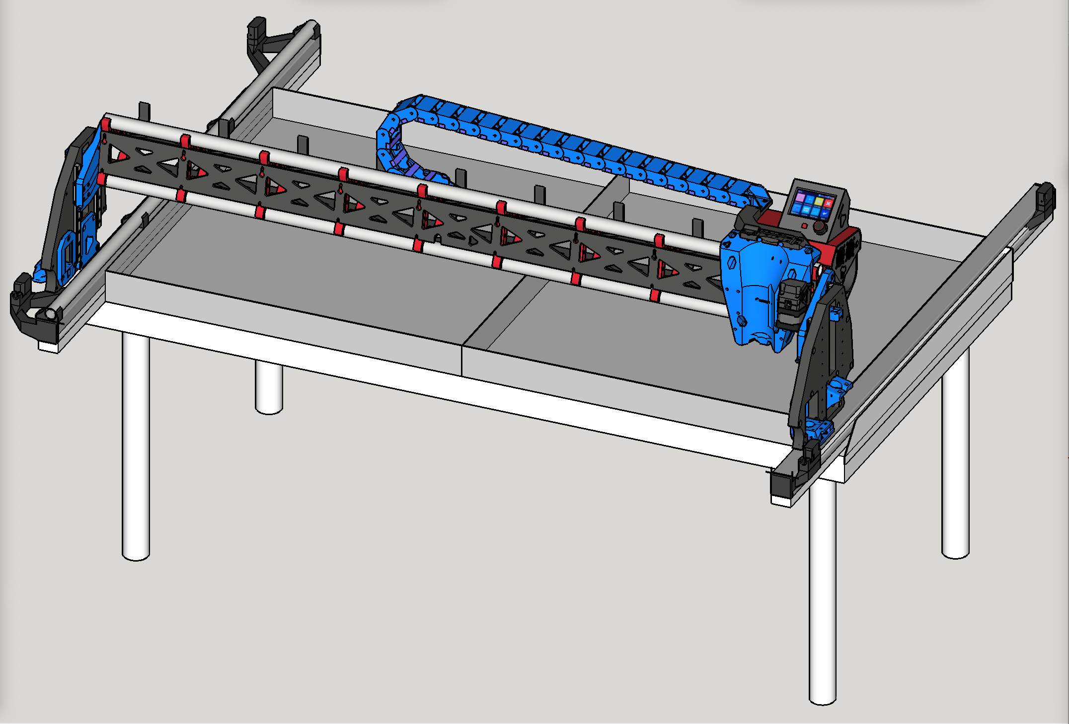 LowRider 3 plasma CNC Drag Chain Mount revised for large 20x40 drag