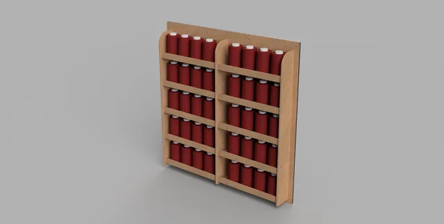 Laser cut storage shelf for serger/overlock thread spools