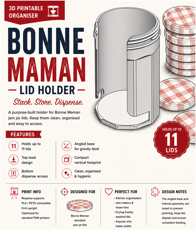 Bonne Maman lid holder