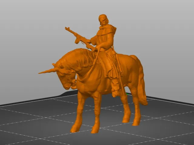 Jan Žižka riding unicorn with PPSh-41 in his hand