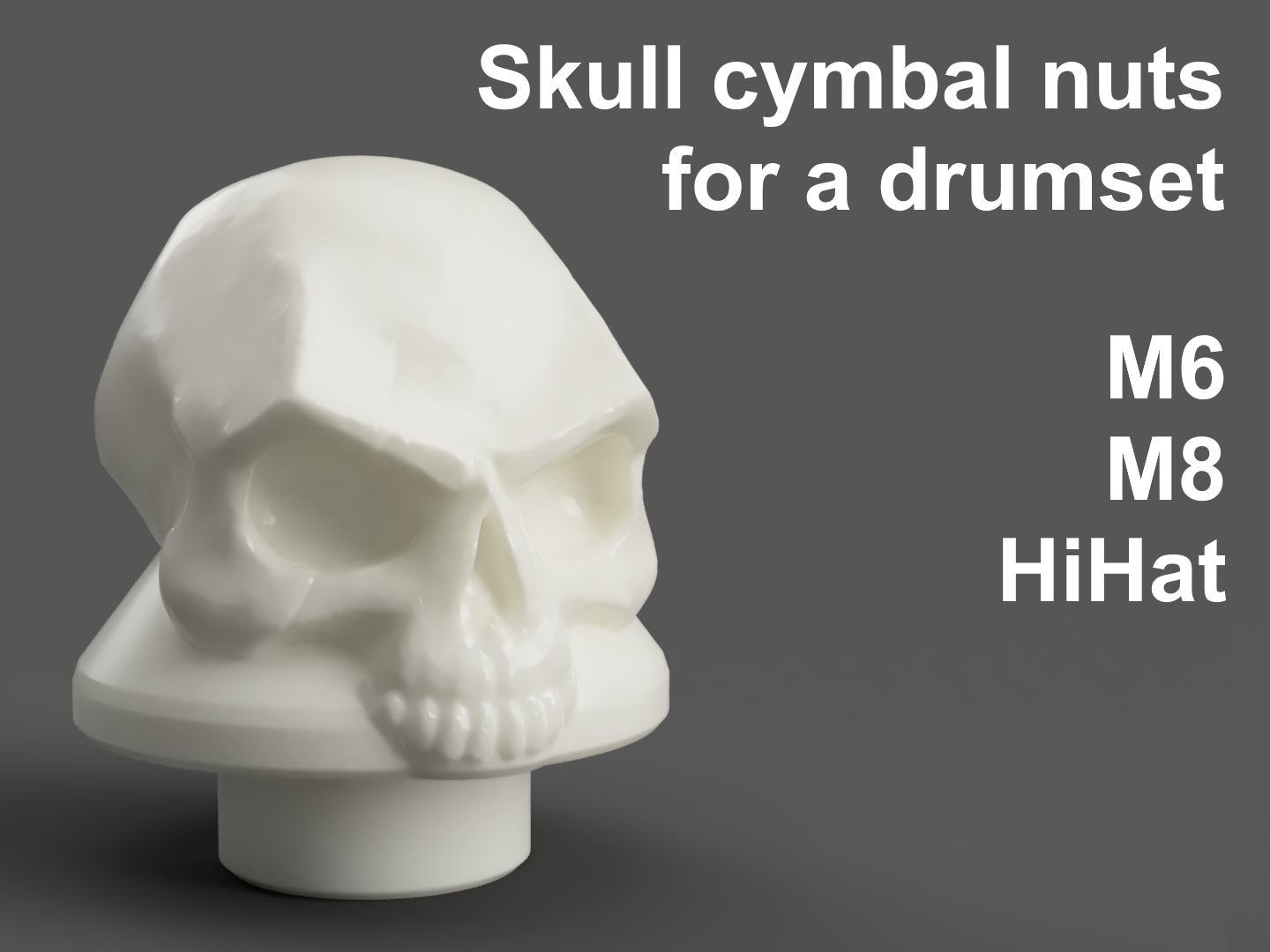 Skull cymbal nuts for a drumset