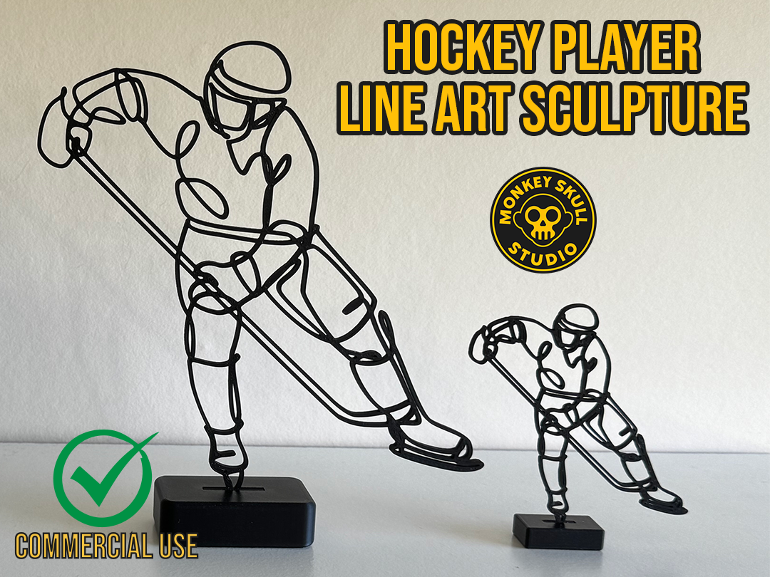 Hockey Player Line Art Sculpture