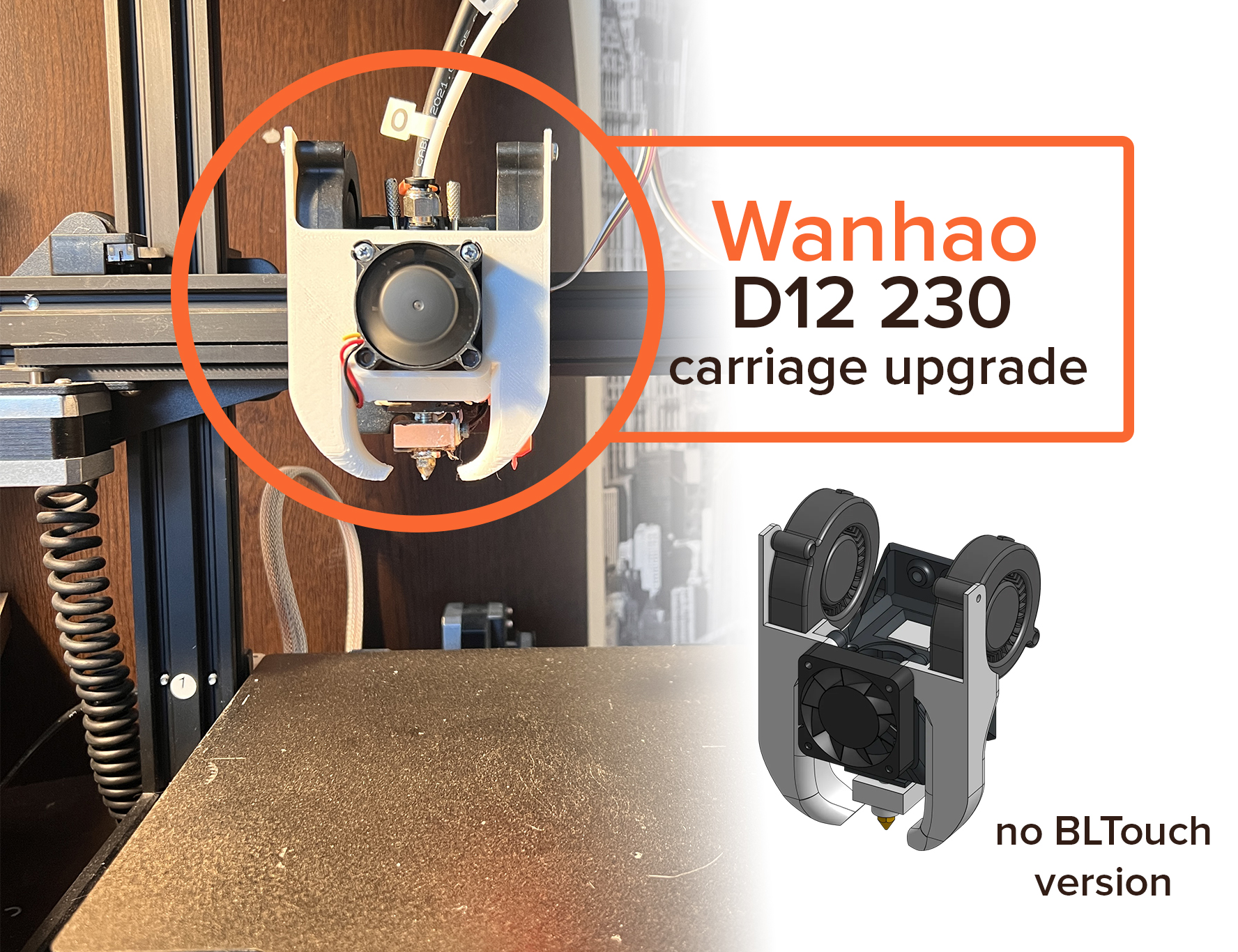 Carriage for Wanhao D12 230 - Cooler upgrade
