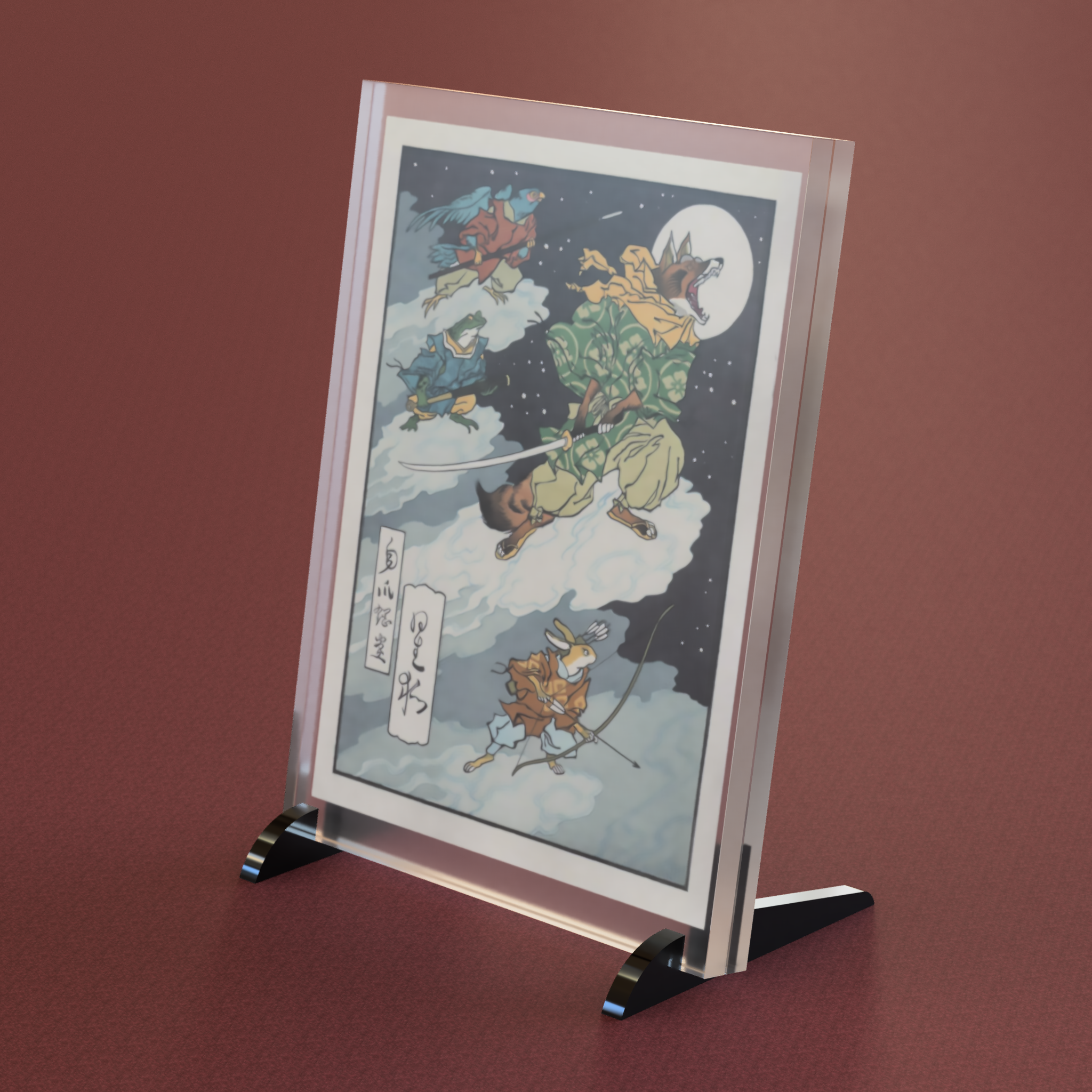Stand for acrylic photo/woodblock print frame