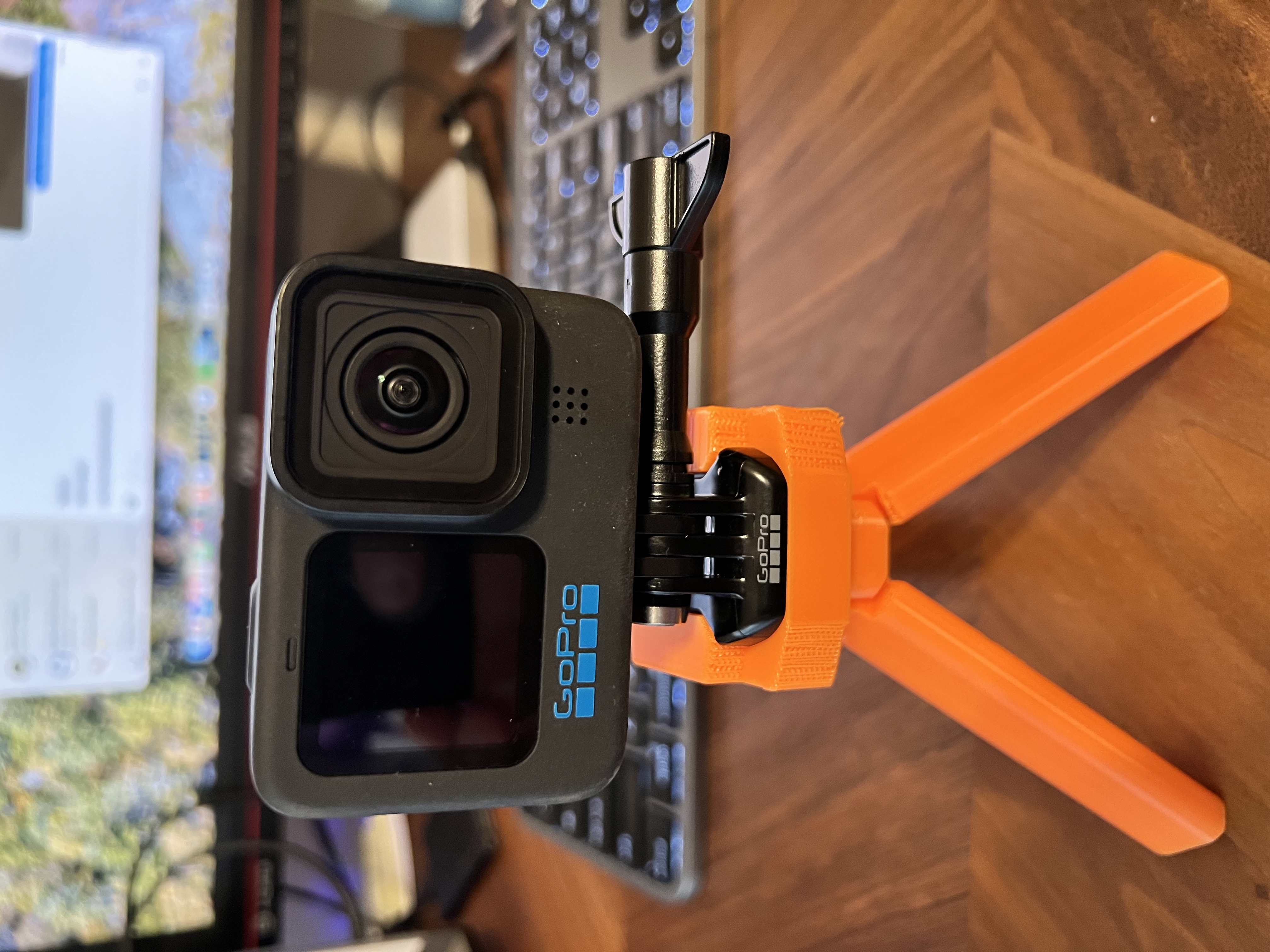 Print in place GoPro Tripod with Quick Release system.