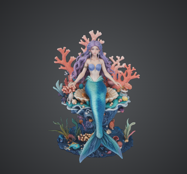 Coral Reef Mermaid Statue – Fantasy Ocean Mermaid with Coral Base