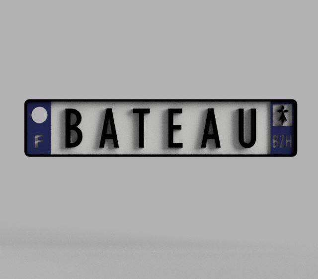Porte-clef plaque d'immatriculation "BATEAU"