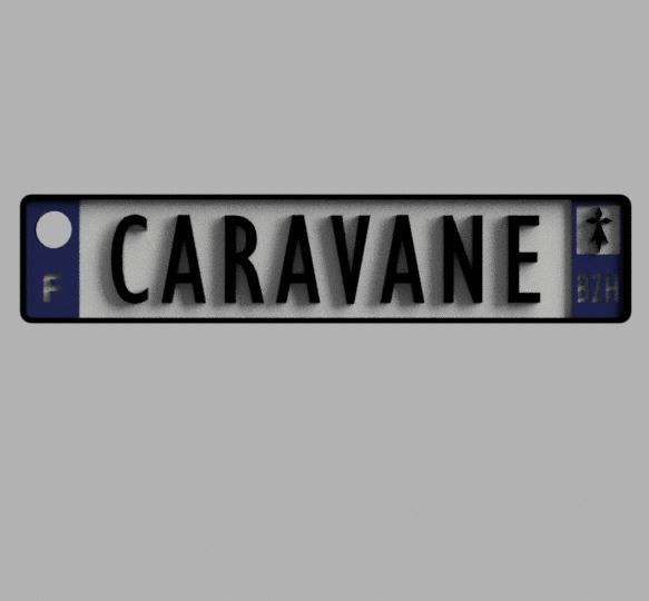Porte-clef plaque d'immatriculation "CARAVANE"