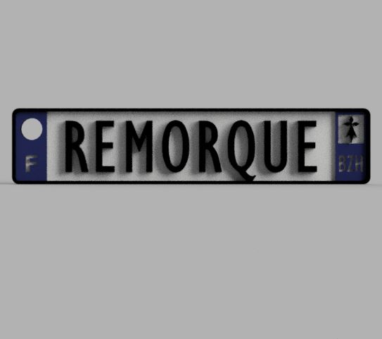 Porte-clef plaque d'immatriculation "REMORQUE"