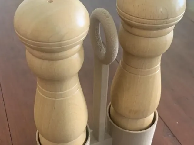 Salt and Pepper Shaker Stand with Handle--OpenSCAD