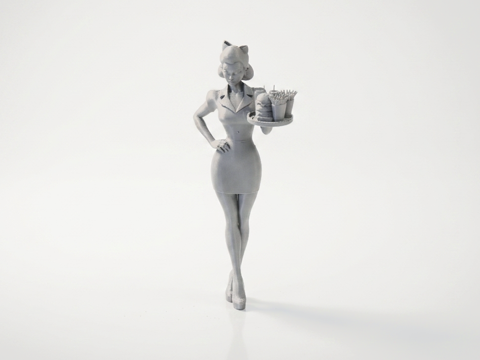Retro Waitress Figurine Female Character 3D Printable