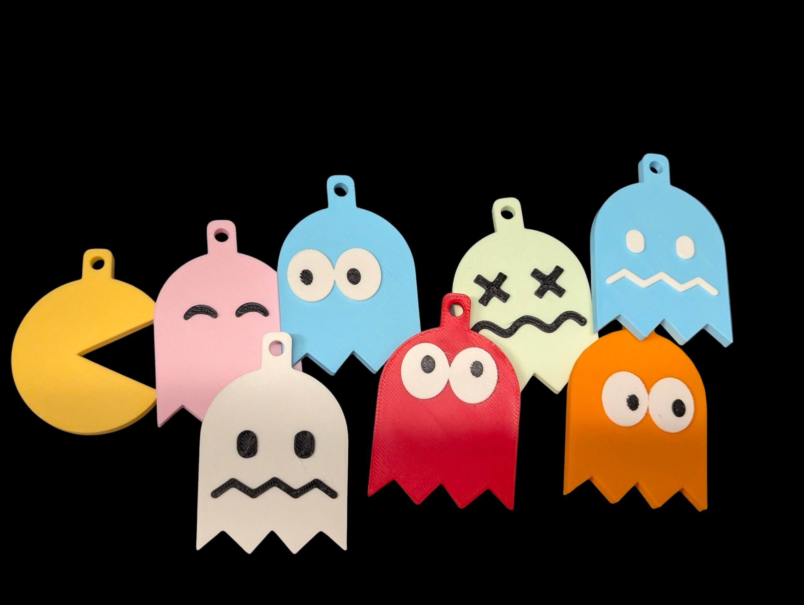Pac-Man and Ghosts Keychains