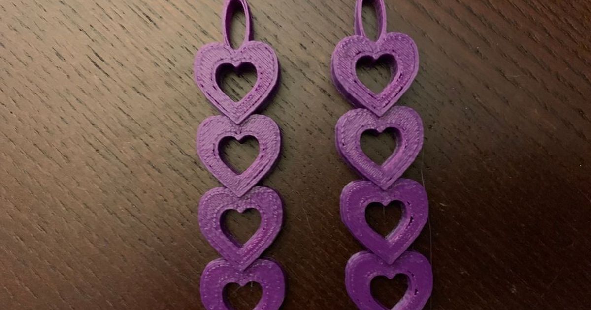 Heart Chain Earrings by jchun Download free STL model