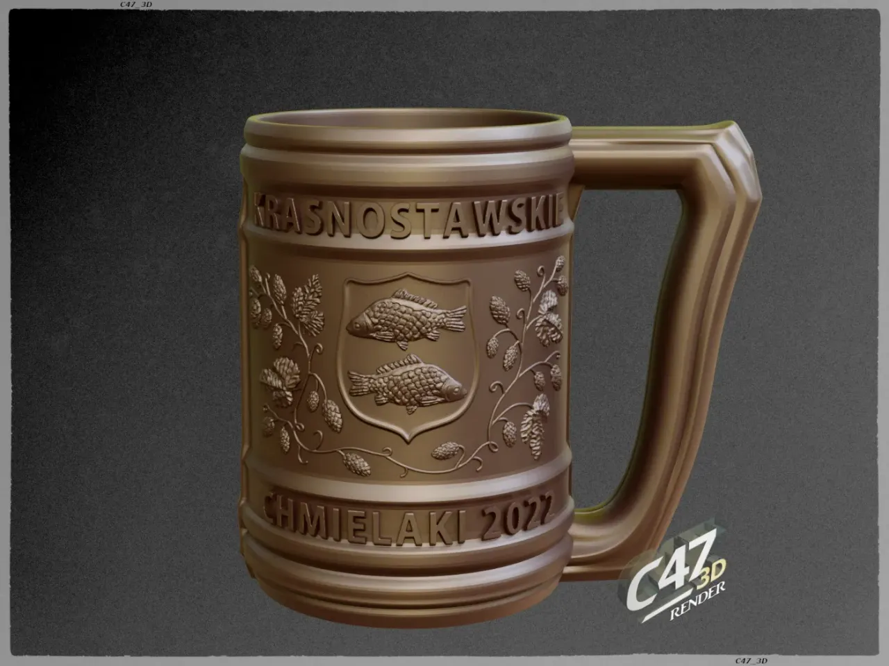 3 d model of a unique mug design, blender render