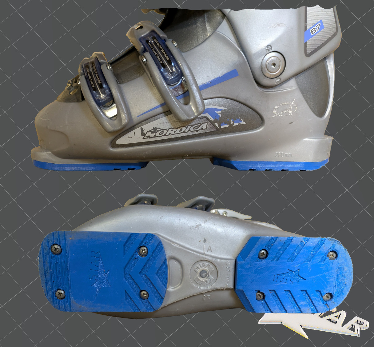 Ersatz Skischuh Soleplatte / Replacement Ski Boot Sole Plate
