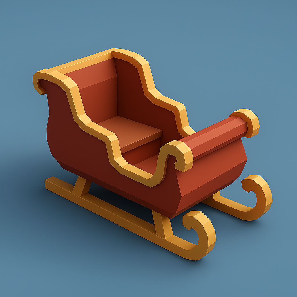 Low Poly Sleigh 3D Model