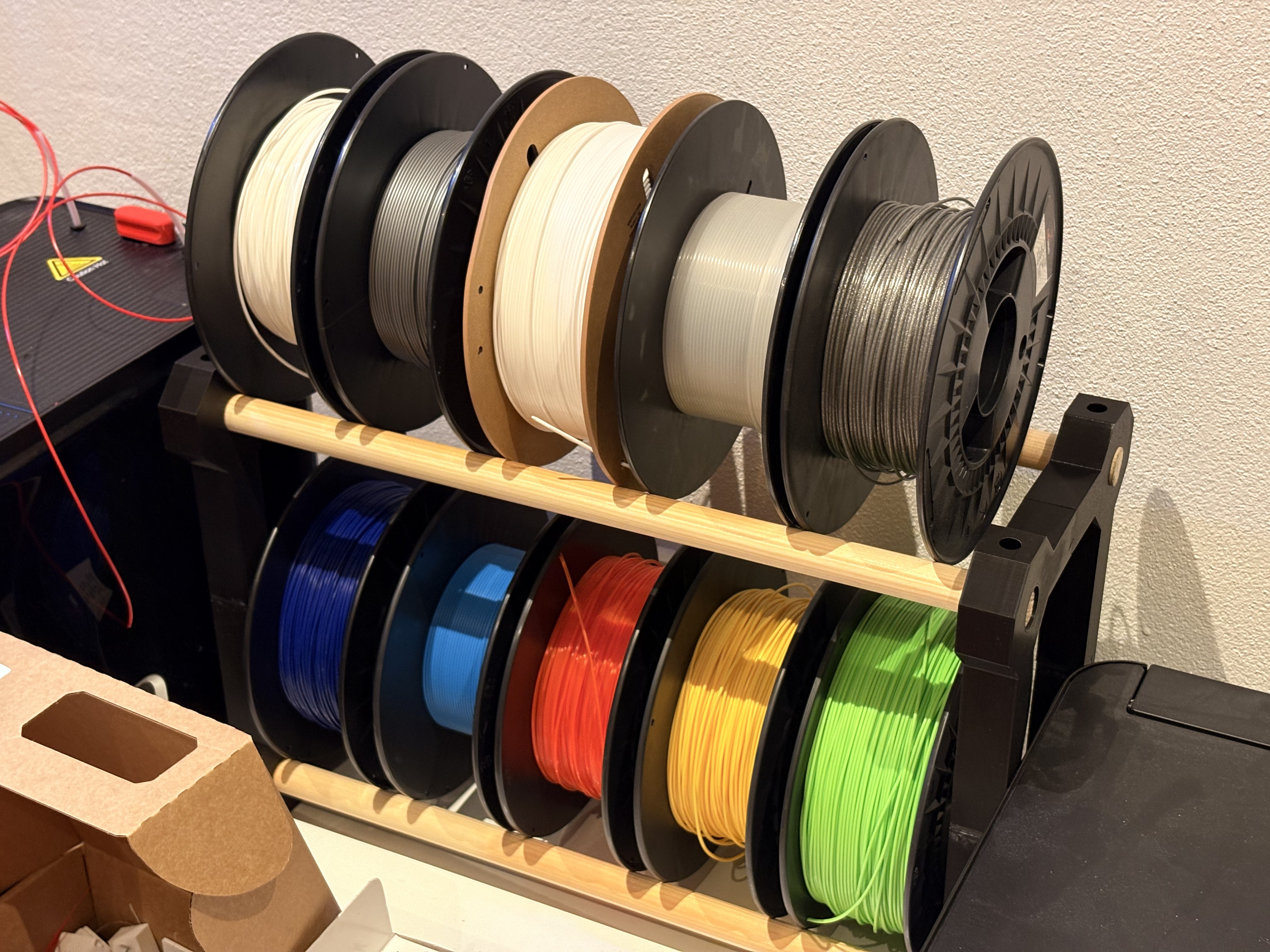 Filament Spool Rack - Stackable (Wooden rod)