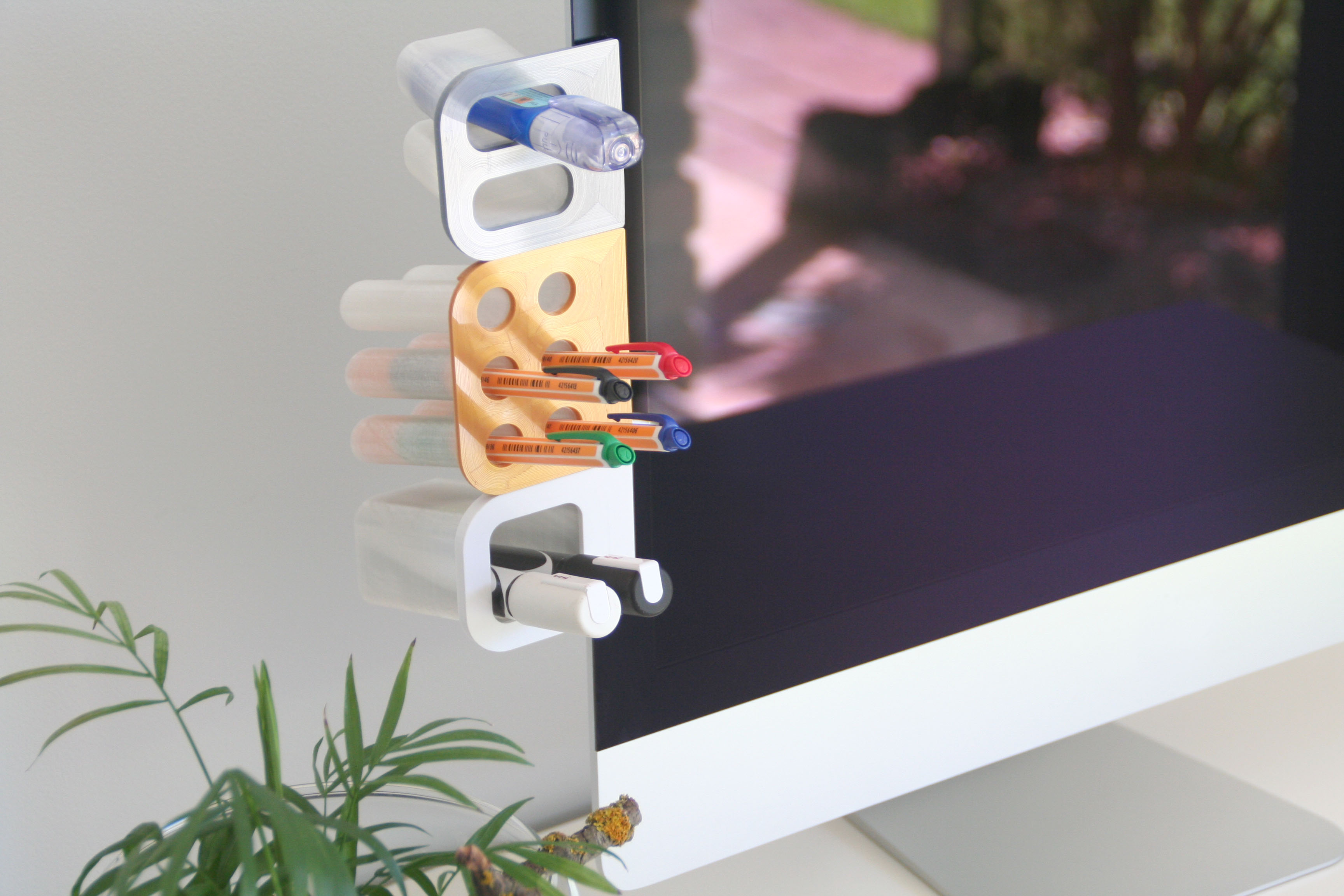 Modular Desk Organizer - Print In Place - Monitor Mounted