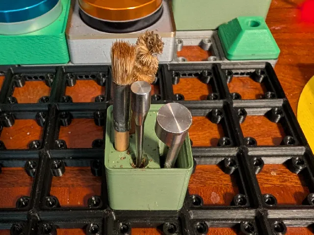 Gridfinity DHV Scoop, Stir Tool and Brush Holder