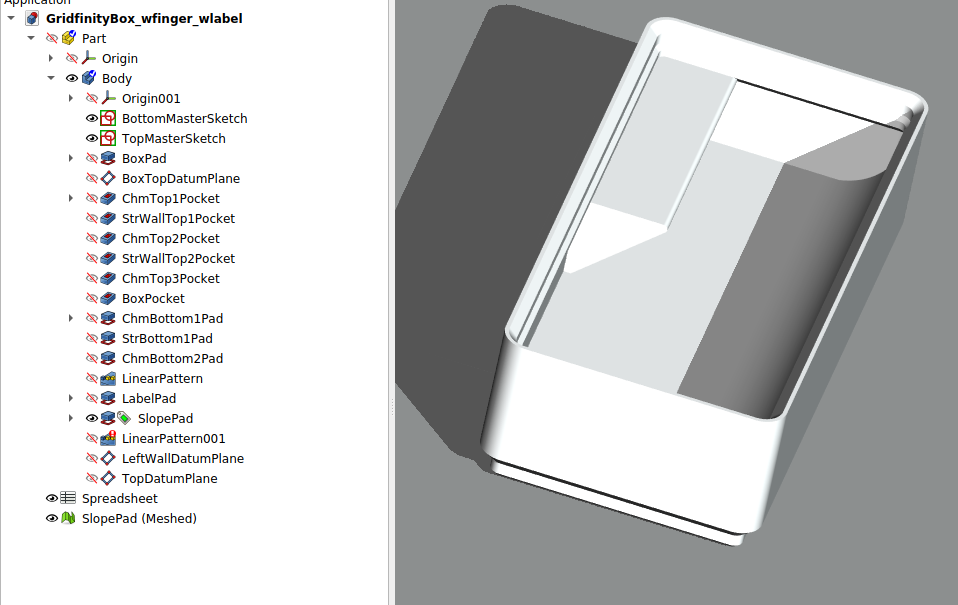 Gridfinity Box with label and slope and FreeCAD (Realthunder fork) file