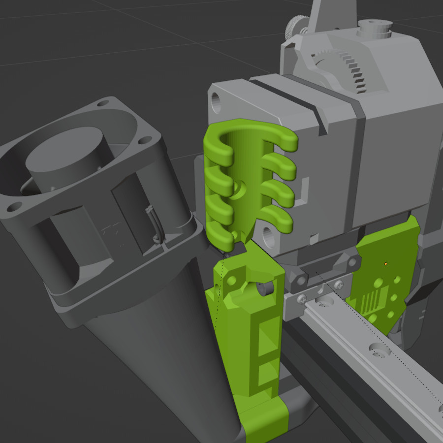 EVA 3 - Modified cable guide for BMG extruder (with 4028 fan) 3D model thumbnail