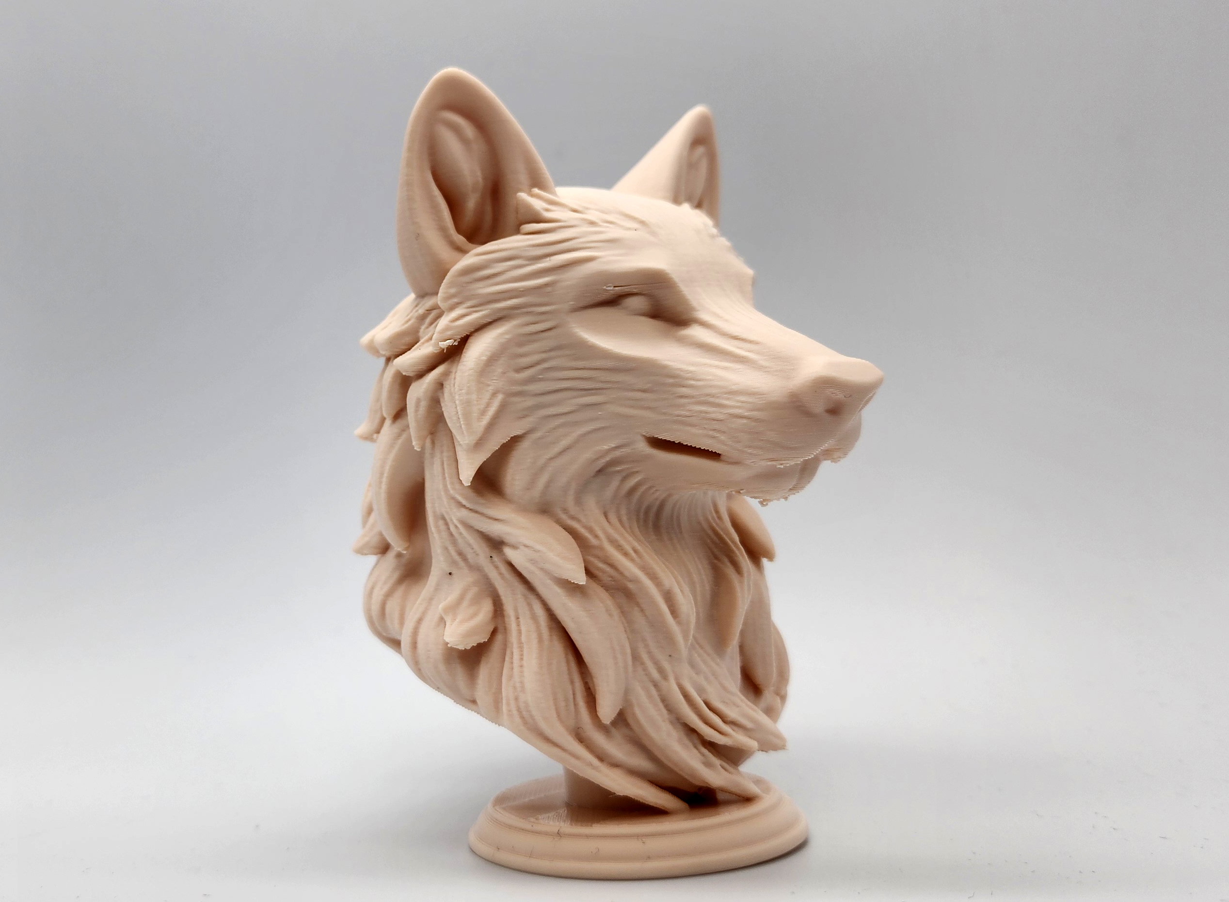 Wolf Bust on Pedestal