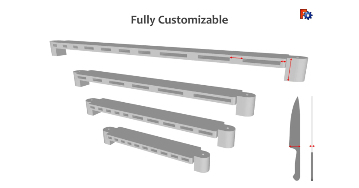 Parametric Knife Holder up to 10 knives by Crouxman Download free STL
