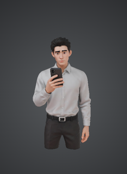 Modern Man with Smartphone 3D Printable Model – Casual Office Character Figure