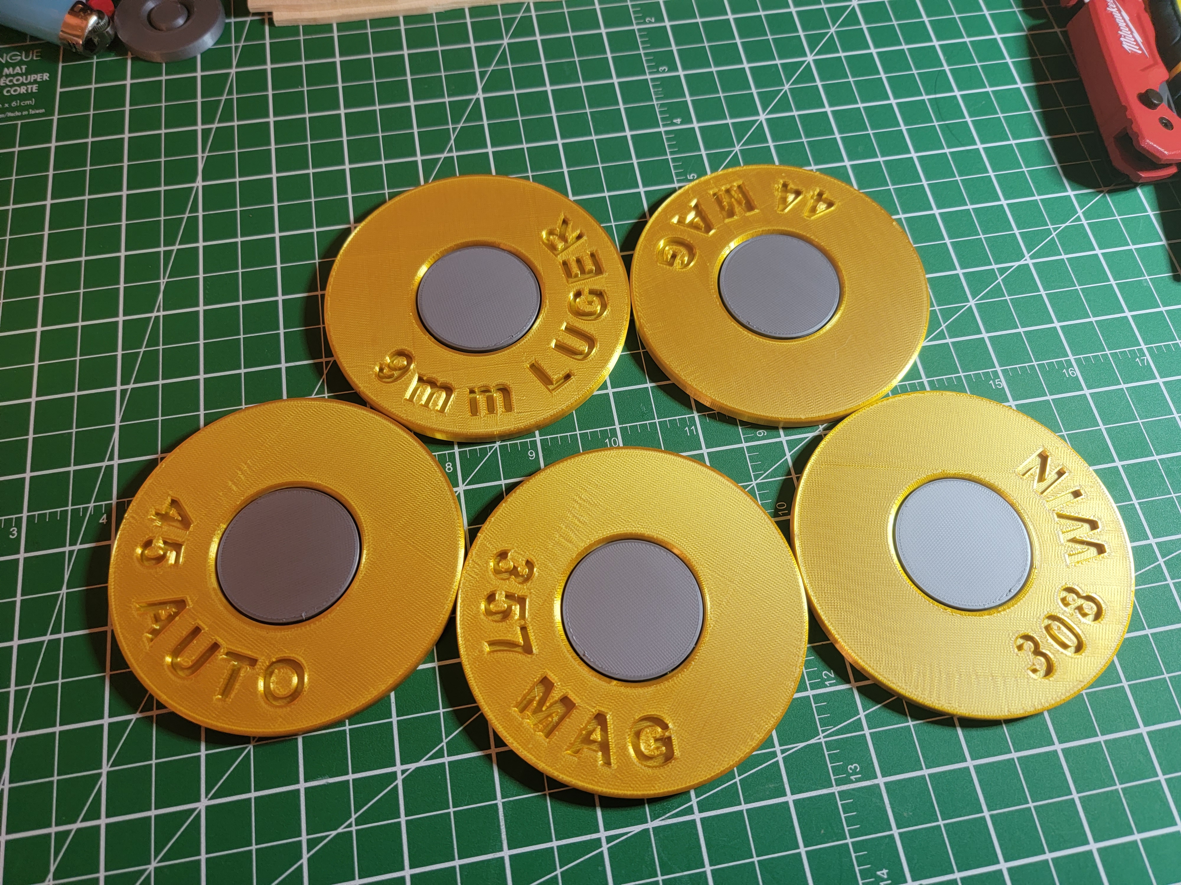 Bullet drink coasters (and holder)
