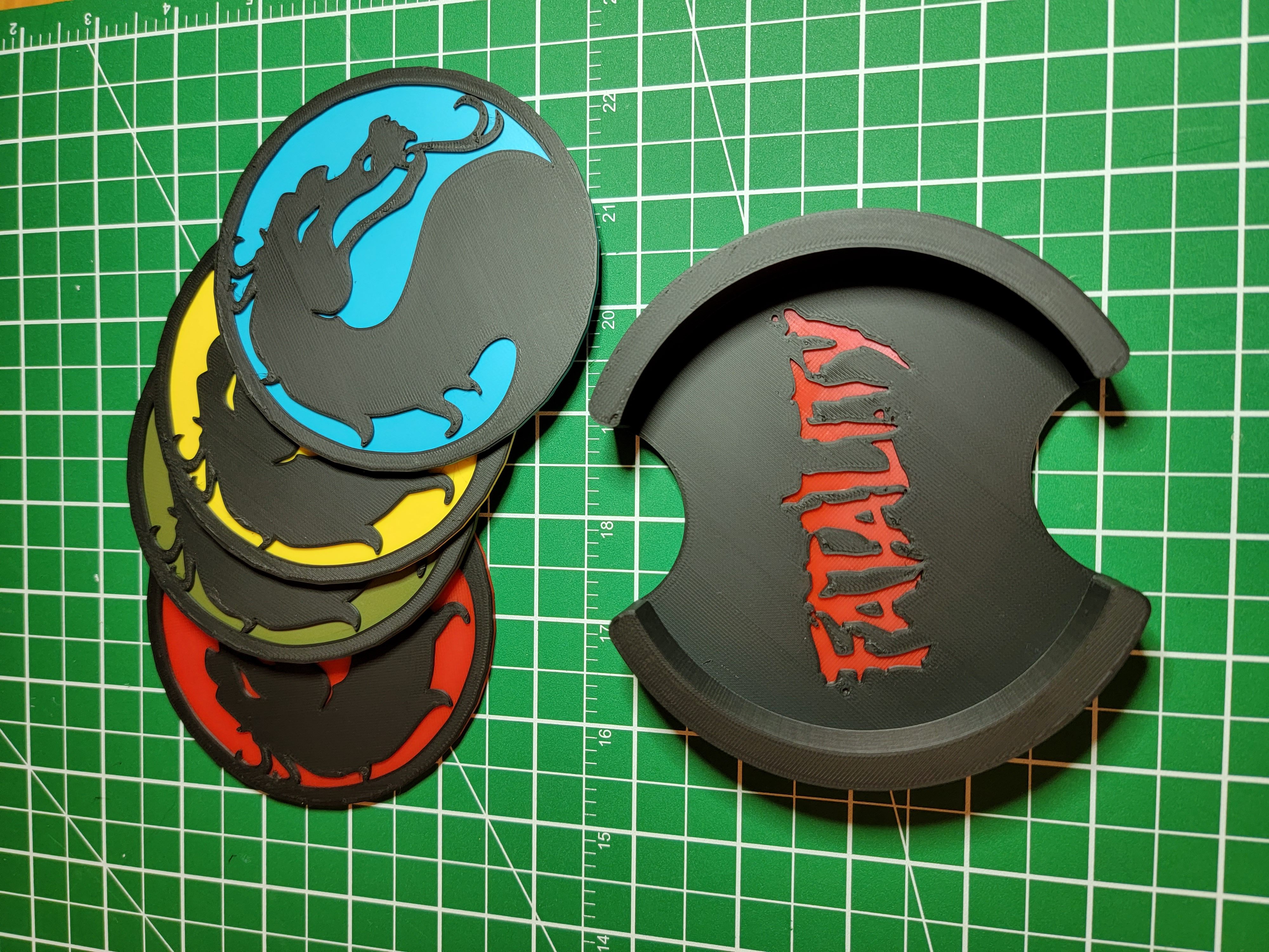 Mortal Kombat drink coasters (and holder)
