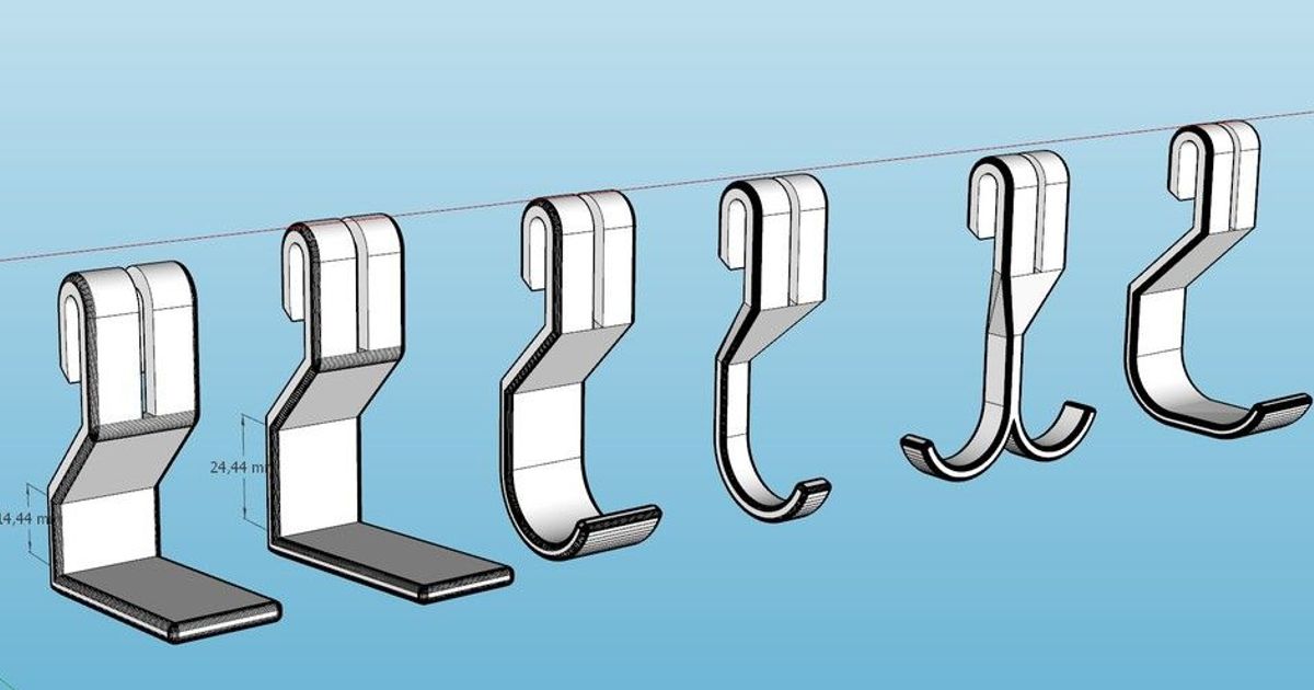 Elfa Shelf Hooks, six variants by Mostly Flawles Download free STL