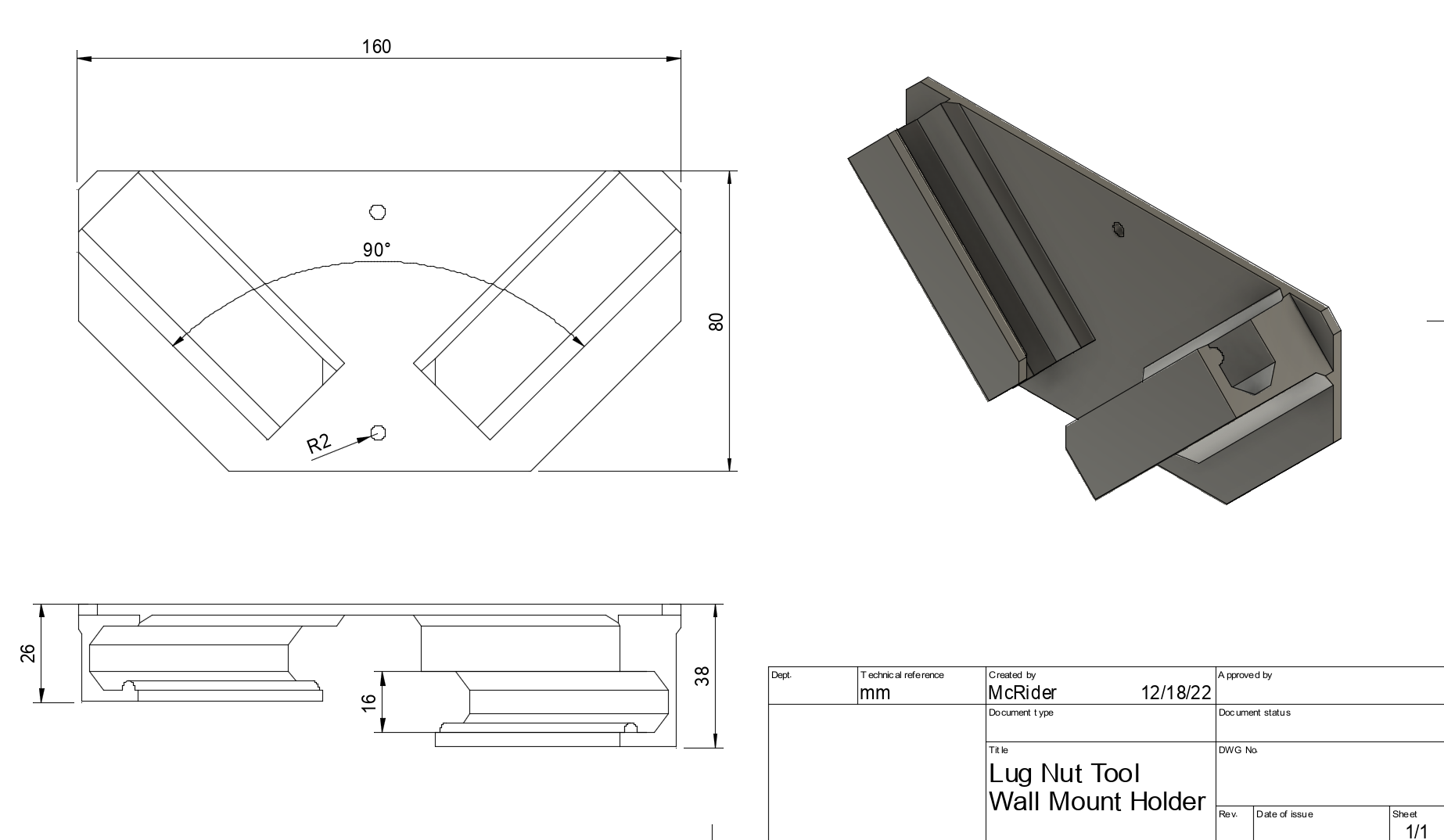 Wheel Lug Nut Wrench Holder by CeptoRider Download free STL model