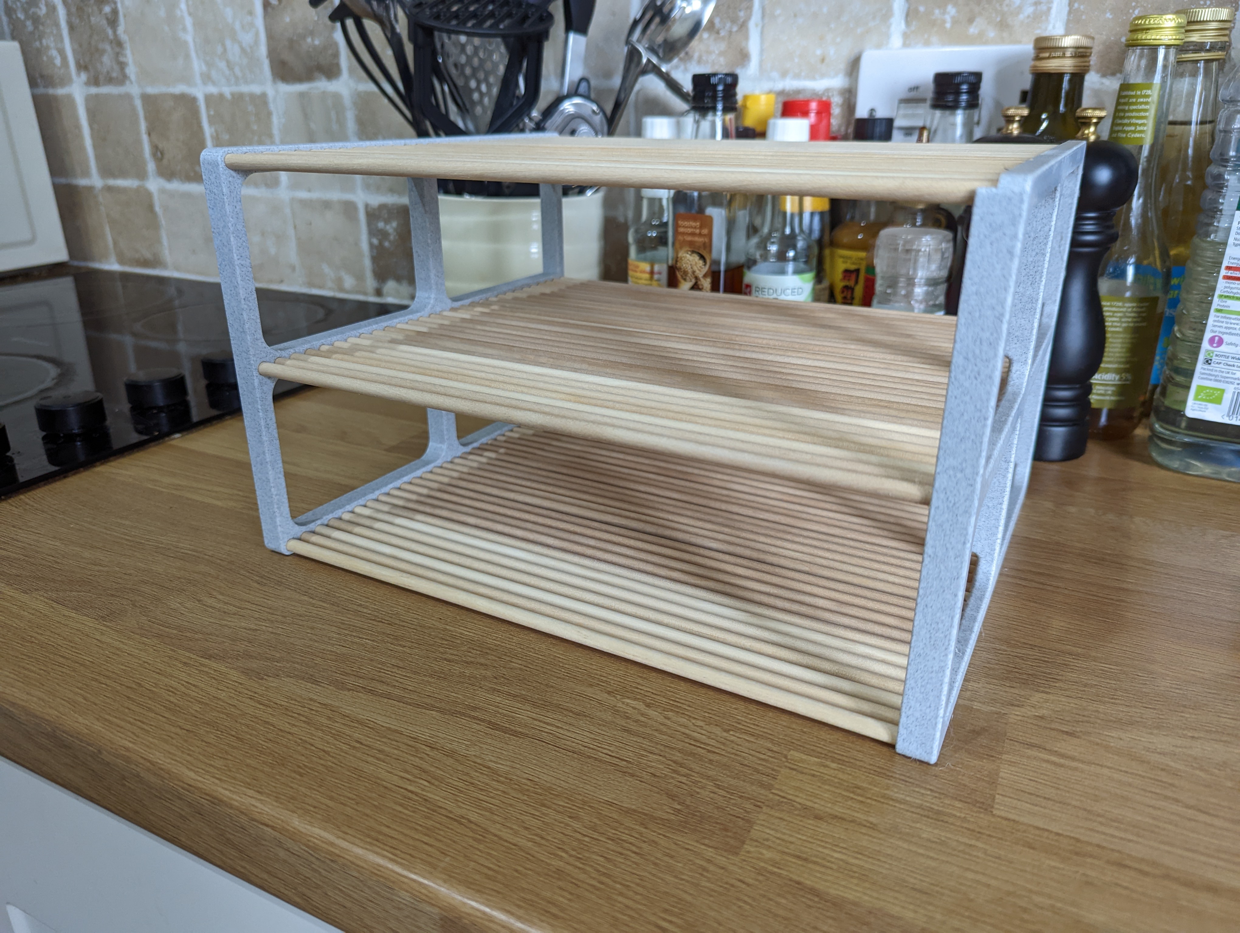 Wooden dowel shelf (Great for kitchens or offices alike)