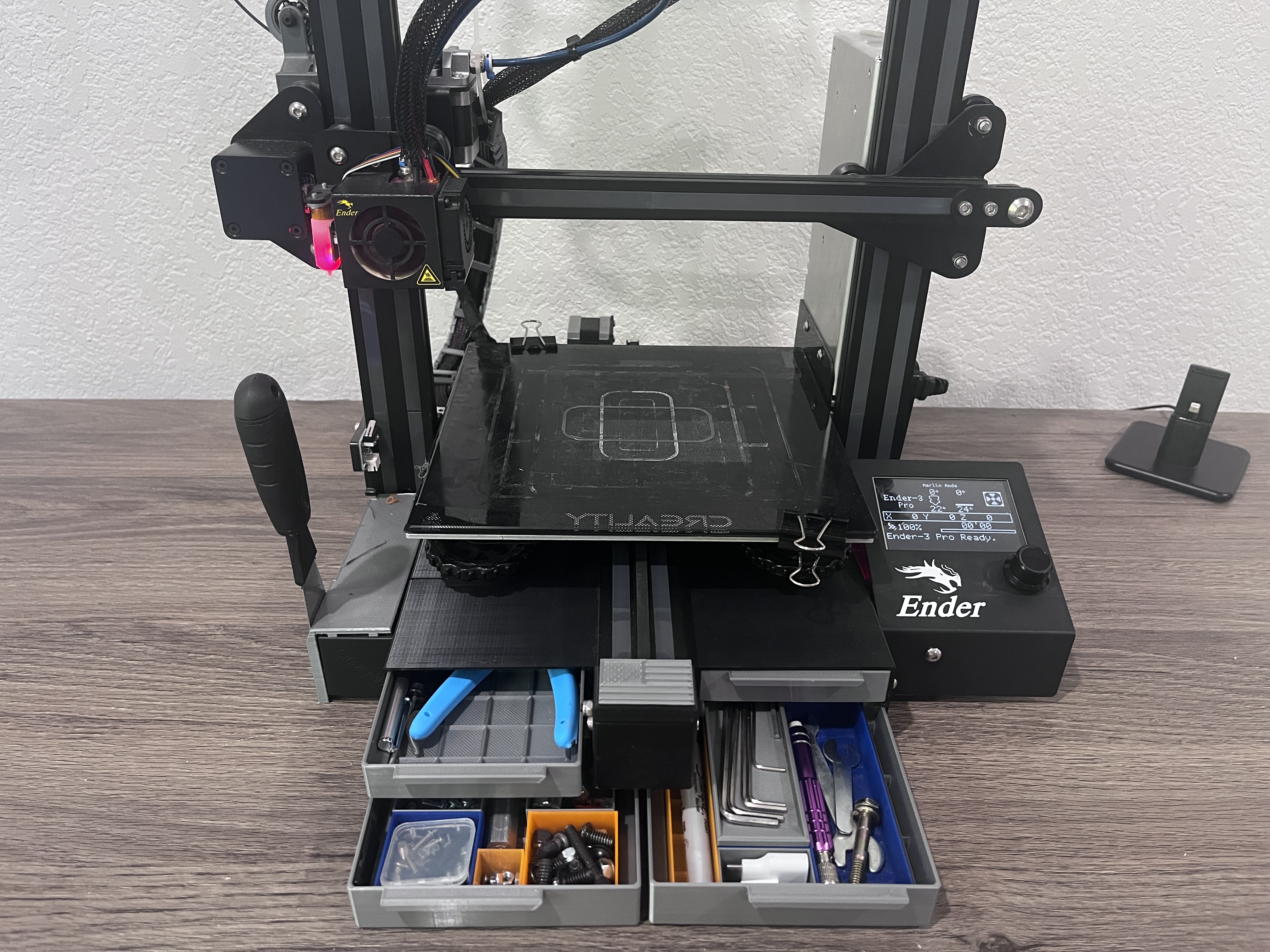 Ender 3 Pro Double Drawers - Customizable Assortment Drawers - Update
