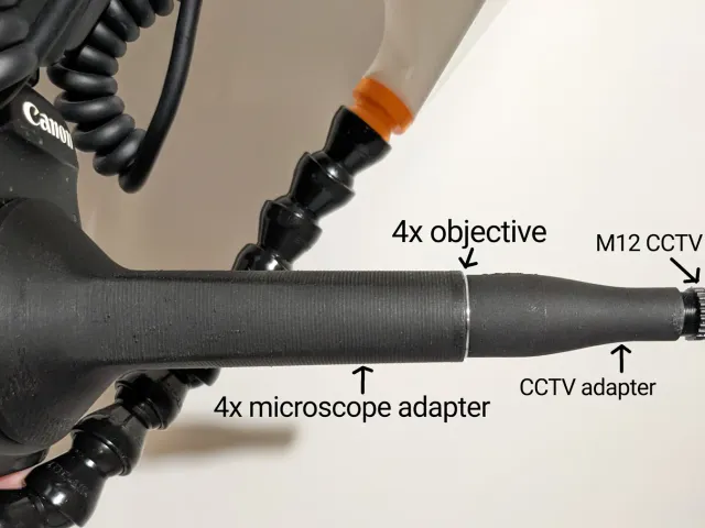 Wide-angle macro photography using a CCTV lens and 4x microscope