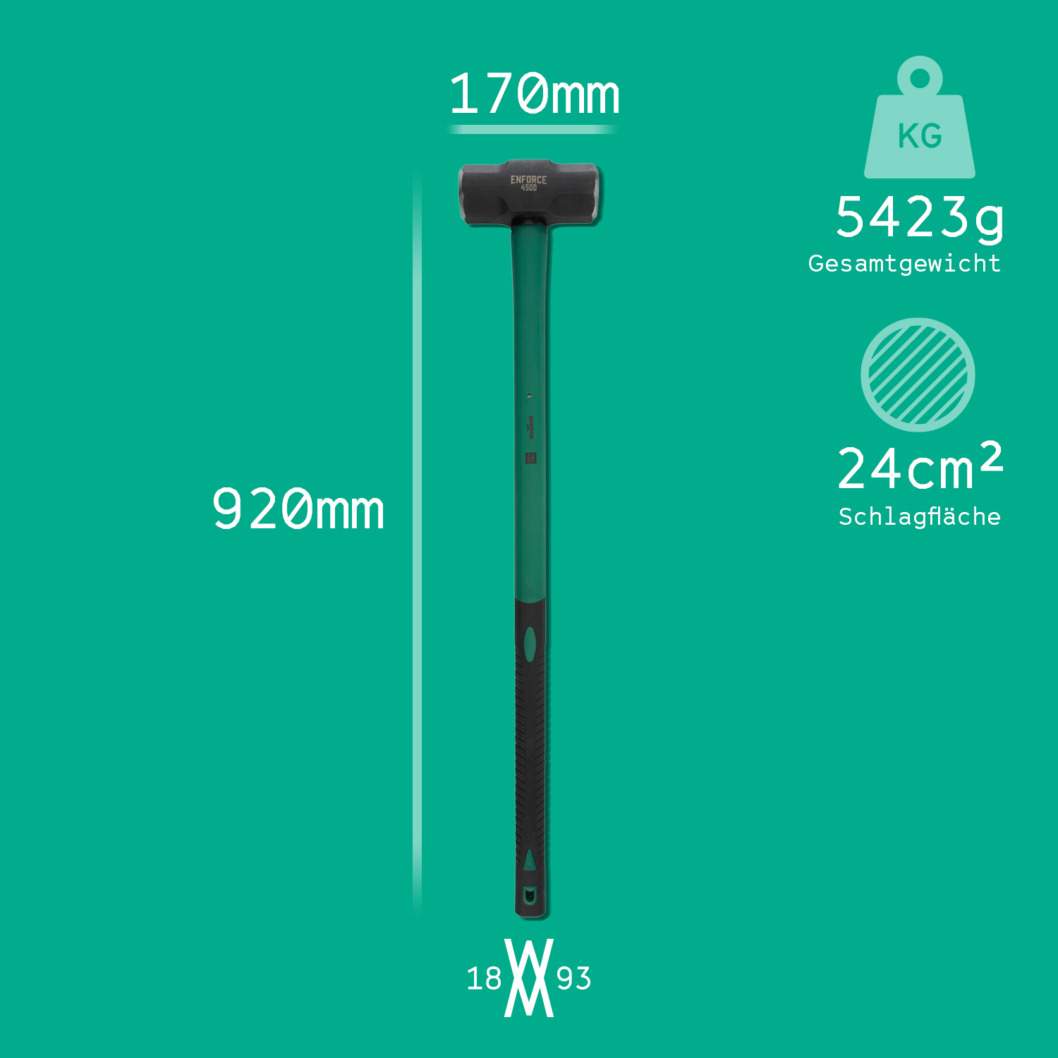 XXL Sledgehammer Holder (4.5kg/10lb) 033 I ENFORCE I for screws or peg board by WIESEMANN 1893