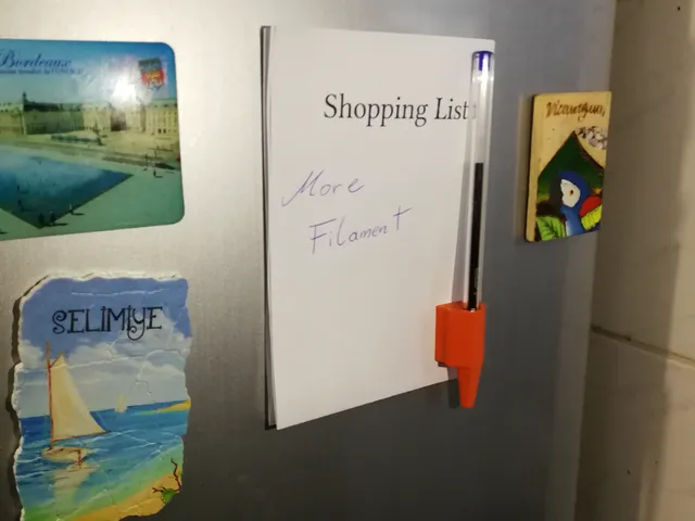 Magnetic fridge pen and paper holder