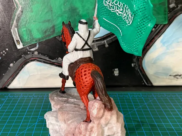 Saudi Arabian Man Riding Horse With KSA Flag