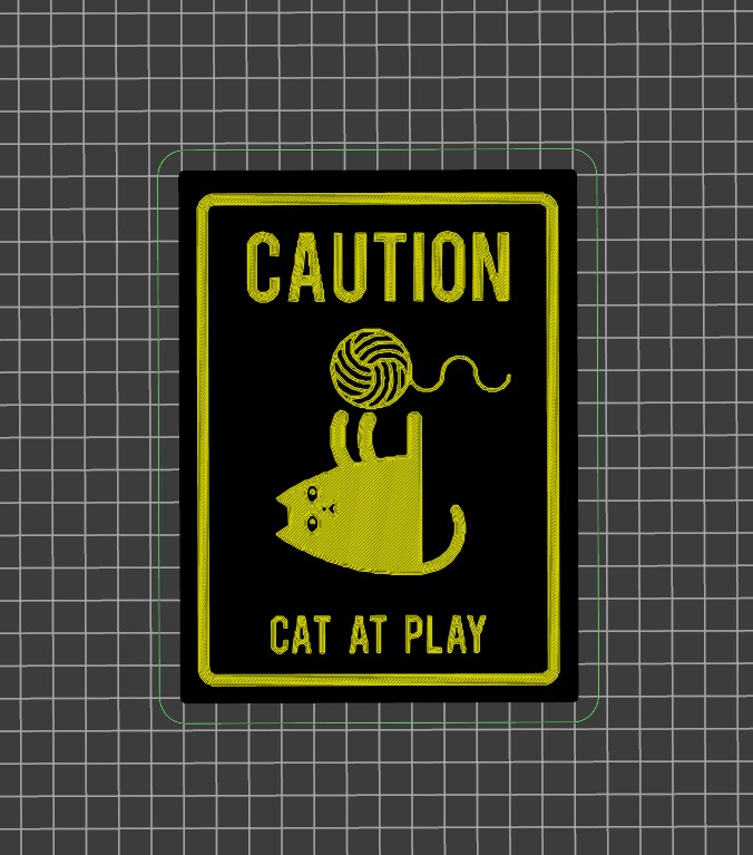 Caution: cat at play - wall sign