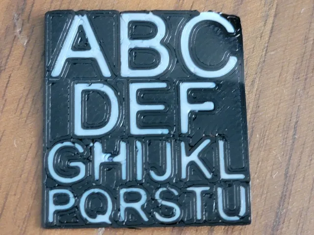 Two Color Inlay w/ 1 Extruder Small Letter Test Print (No MMU)