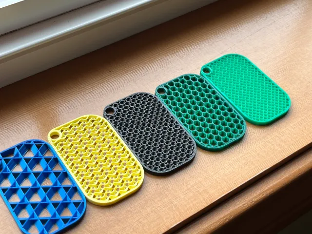 Infill swatches with key ring