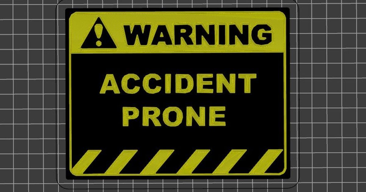 Warning accident prone wall sign by Luther Download free STL model